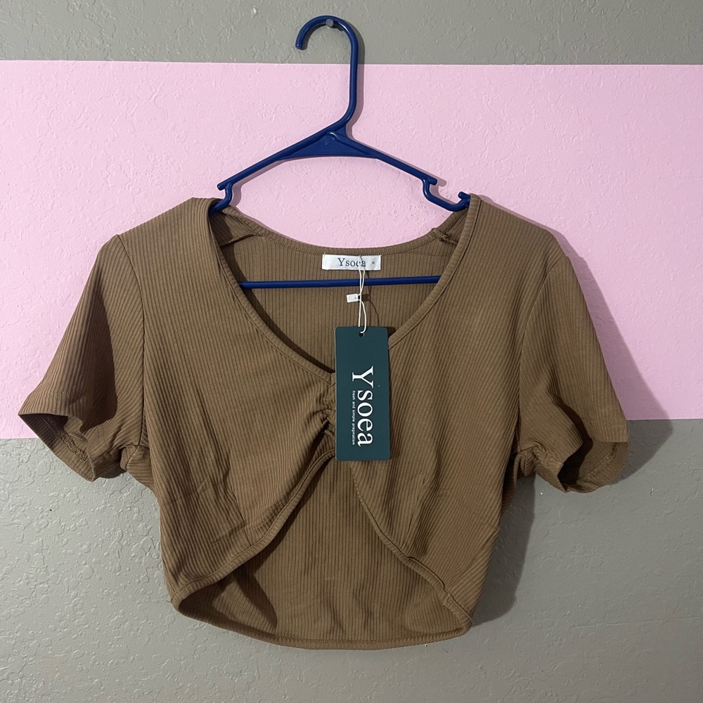 Ysoea Women Crop Top Brown